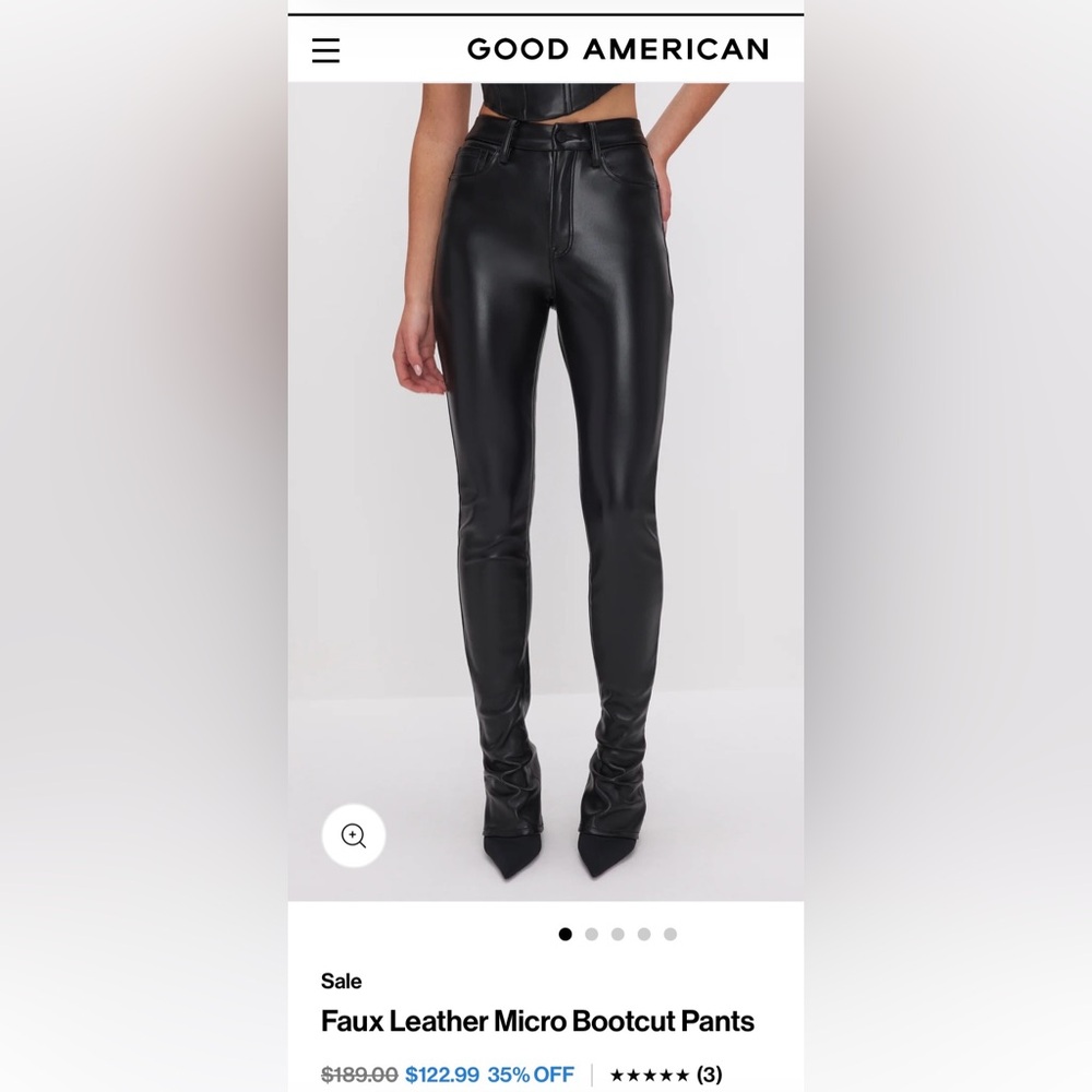 Good American Black Faux Leather Pants